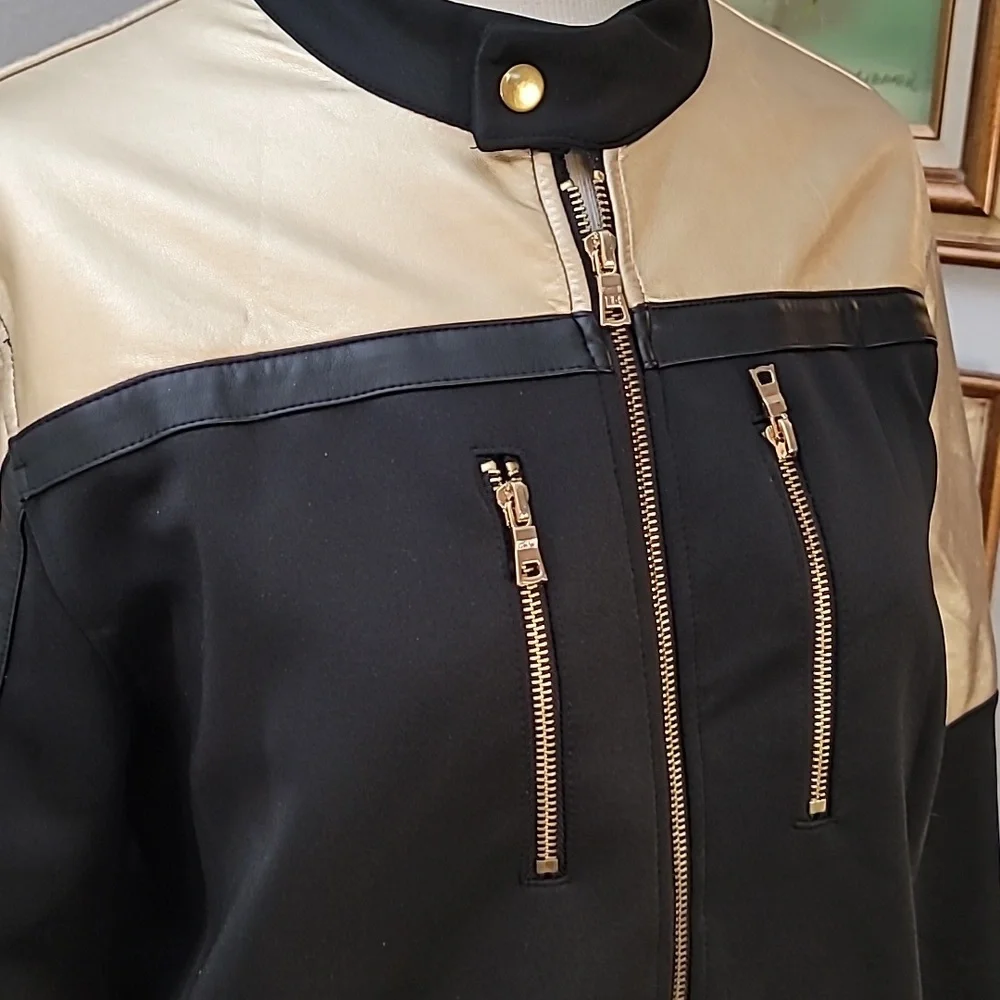 INC black and metallic gold track suit pants and jacket size large - Picture 6 of 16